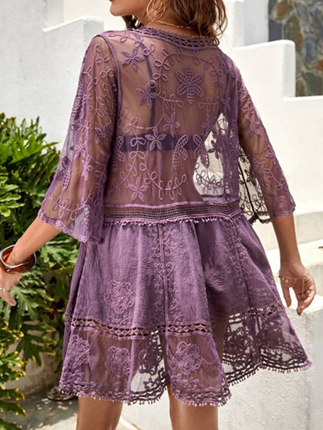 Lace Detail Plunge Cover-Up Dress - 6 Colors
