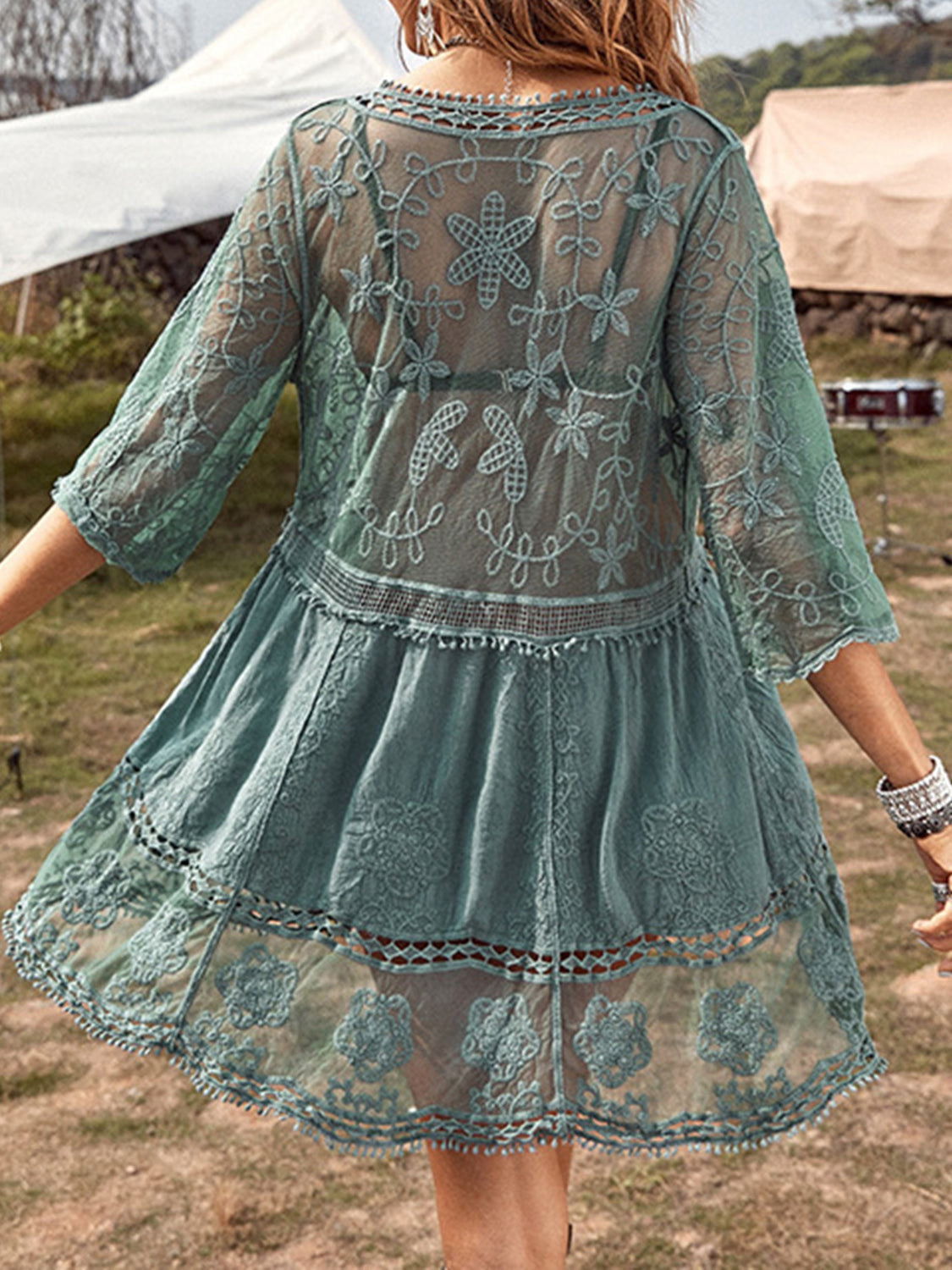 Lace Detail Plunge Cover-Up Dress - 6 Colors
