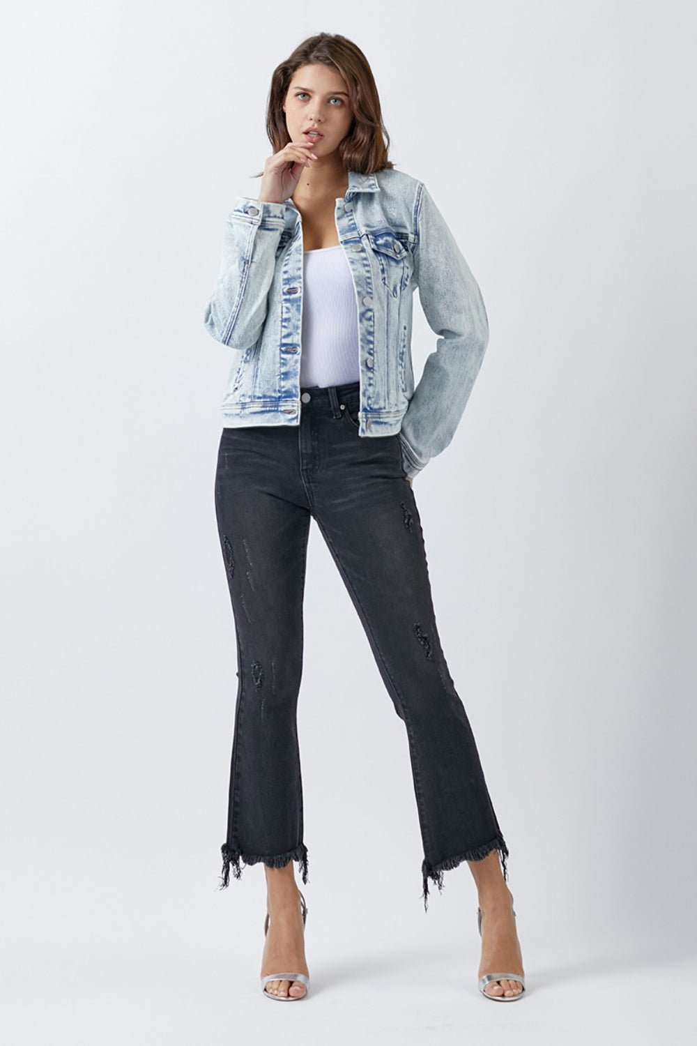 RISEN Button Up Washed Denim Jacket - Shop All Around Divas