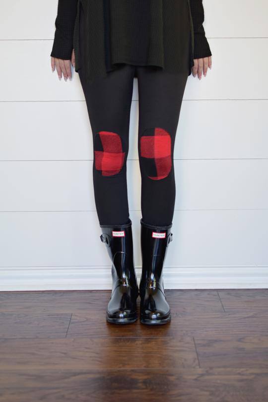 Buffalo Plaid Knee Patch Leggings
