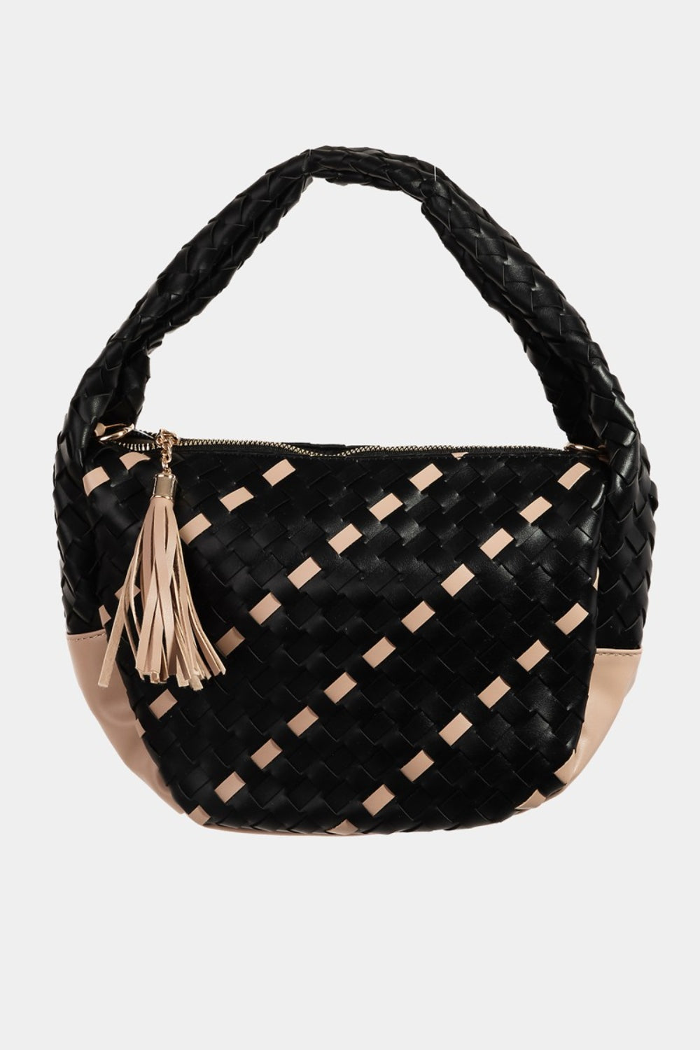 Fame Tassel Detail Weave Semi Circle Bag - 3 Colors - Shop All Around Divas