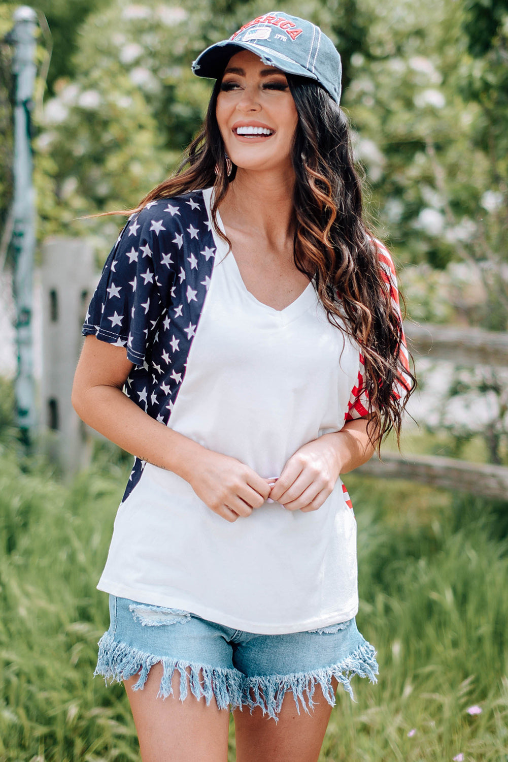 US Flag V-Neck Tee Shirt - Shop All Around Divas