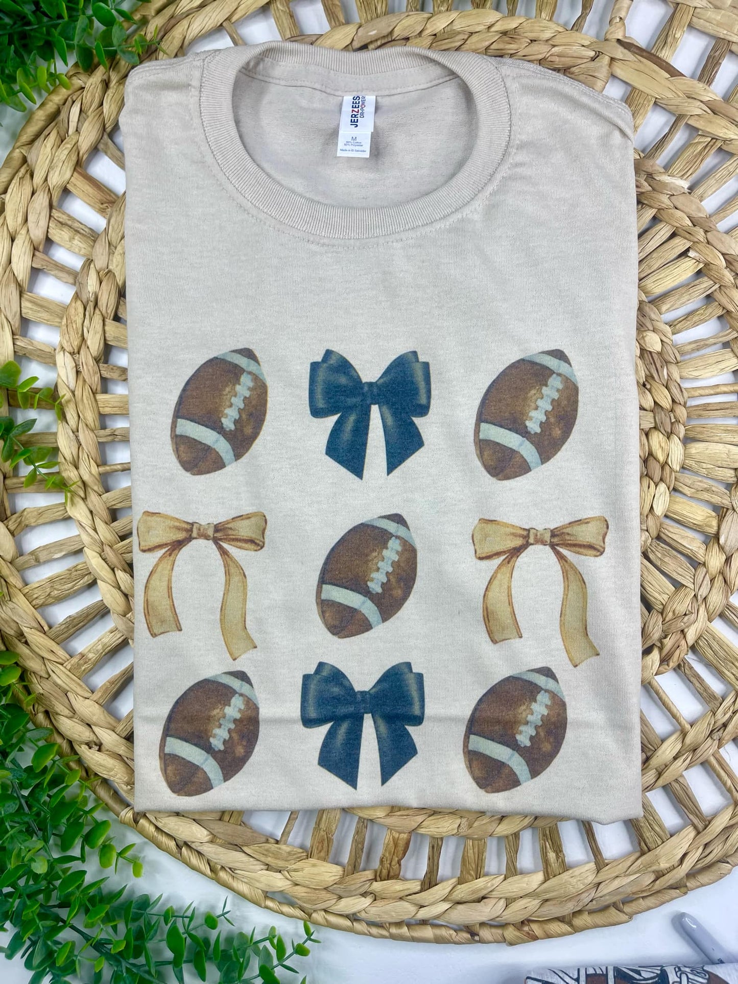 Footballs and Bows T-Shirt 1/2 Penny Wholesale