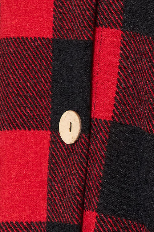 Heimish Full Size Plaid Button Front Hooded Shirt - Shop All Around Divas