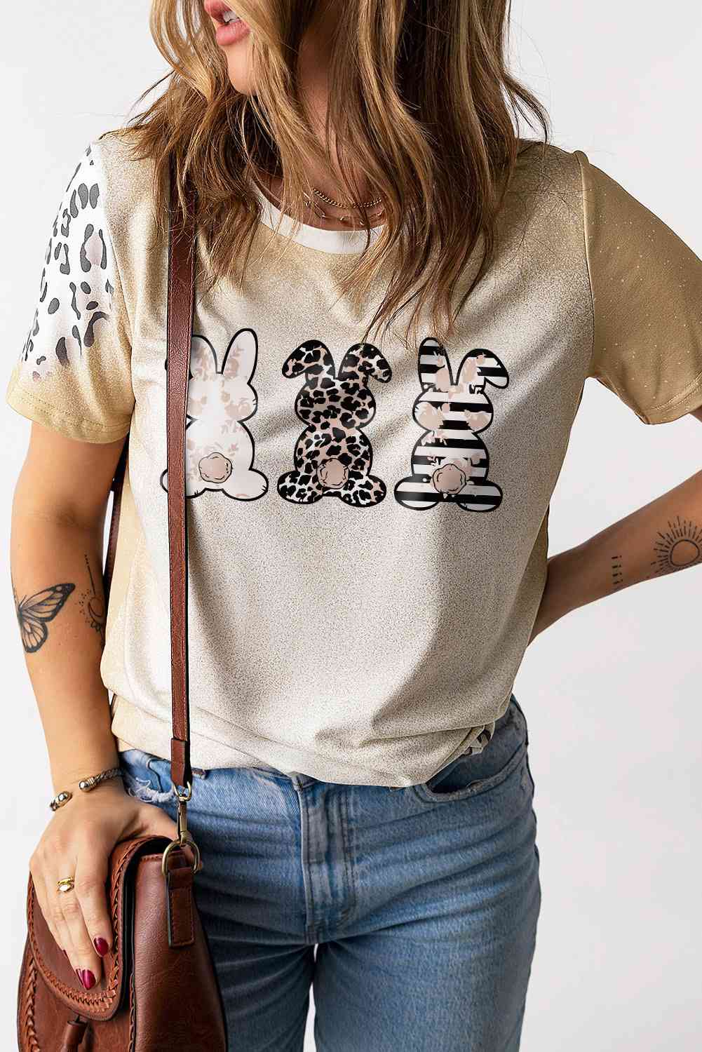 Easter Leopard Rabbit Graphic T-Shirt - Shop All Around Divas