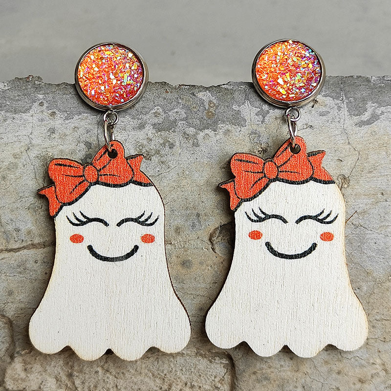 Ghost Shape Wooden Dangle Earrings - 3 Styles - Shop All Around Divas