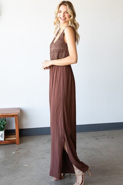 First Love Tie Back Sleeveless Slit Wide Leg Jumpsuit - Shop All Around Divas