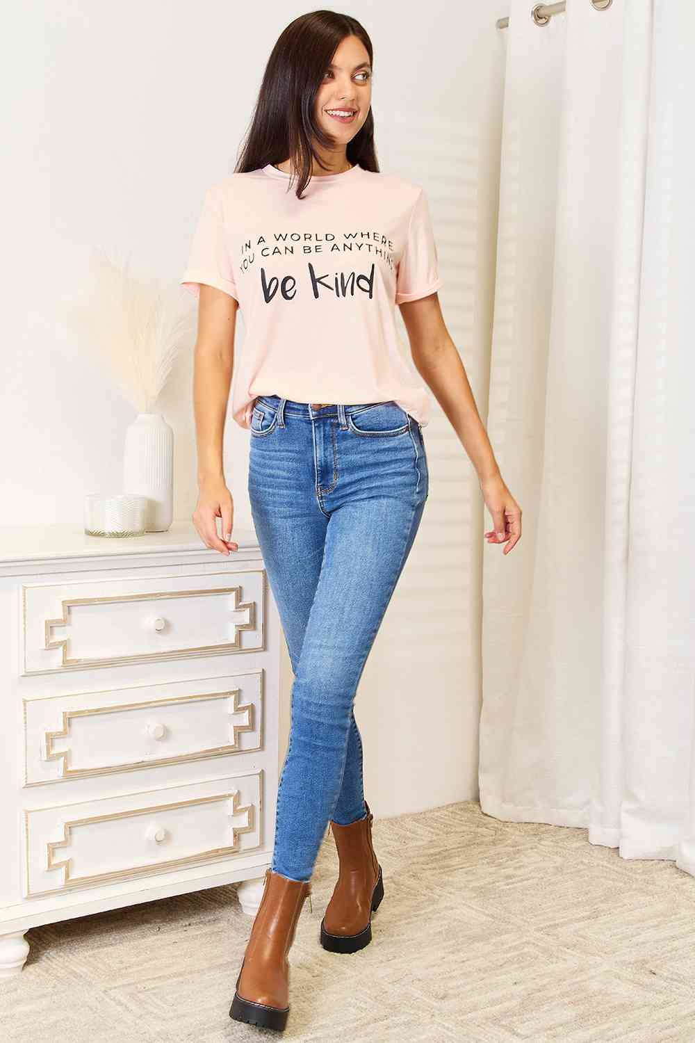 Simply Love Slogan Graphic Cuffed T-Shirt - Shop All Around Divas