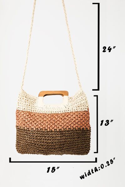 Fame Color Block Double-Use Braided Tote Bag - Shop All Around Divas