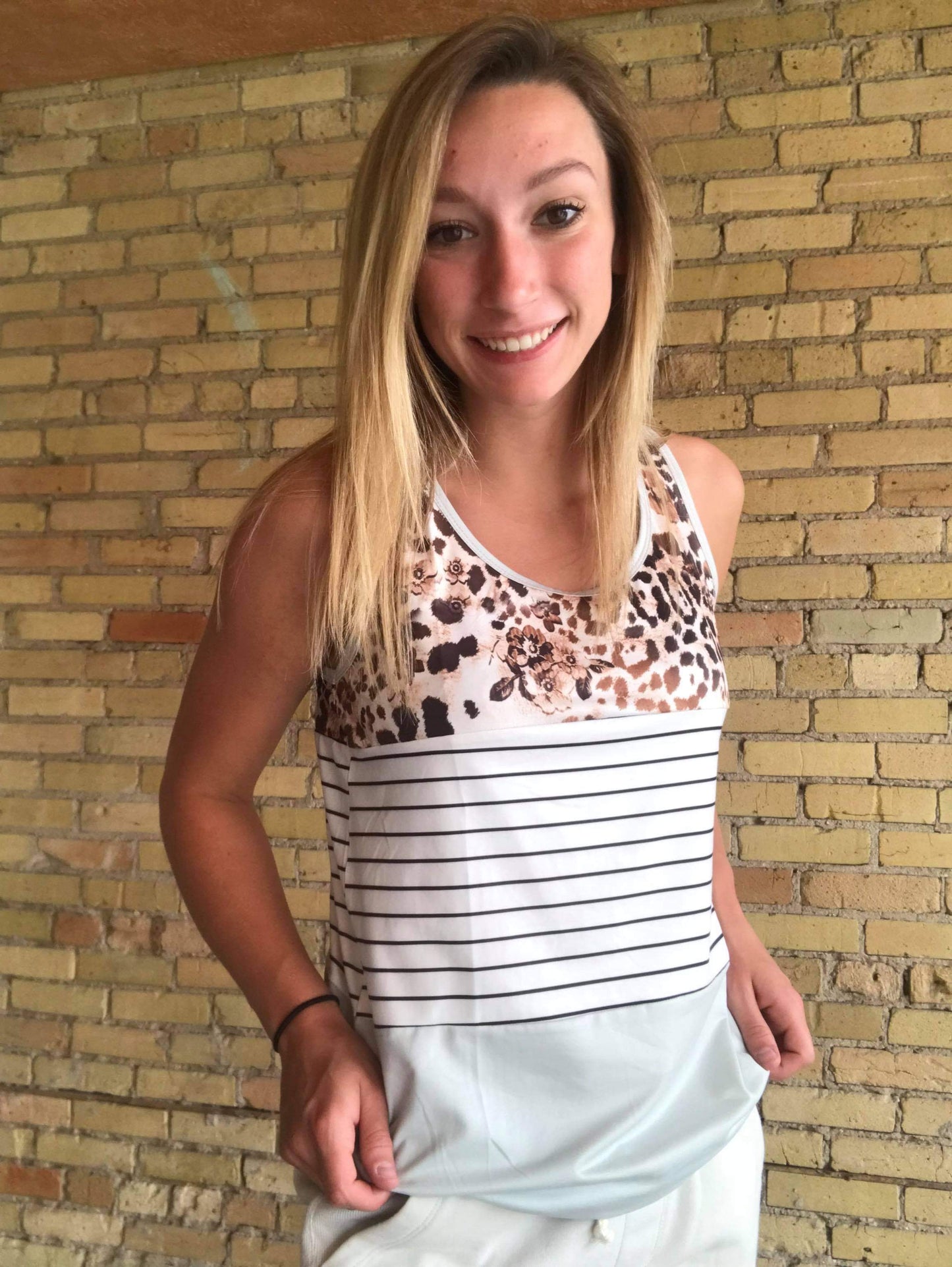 Skyblue Leopard Stripe Tank Top Lily Clothing