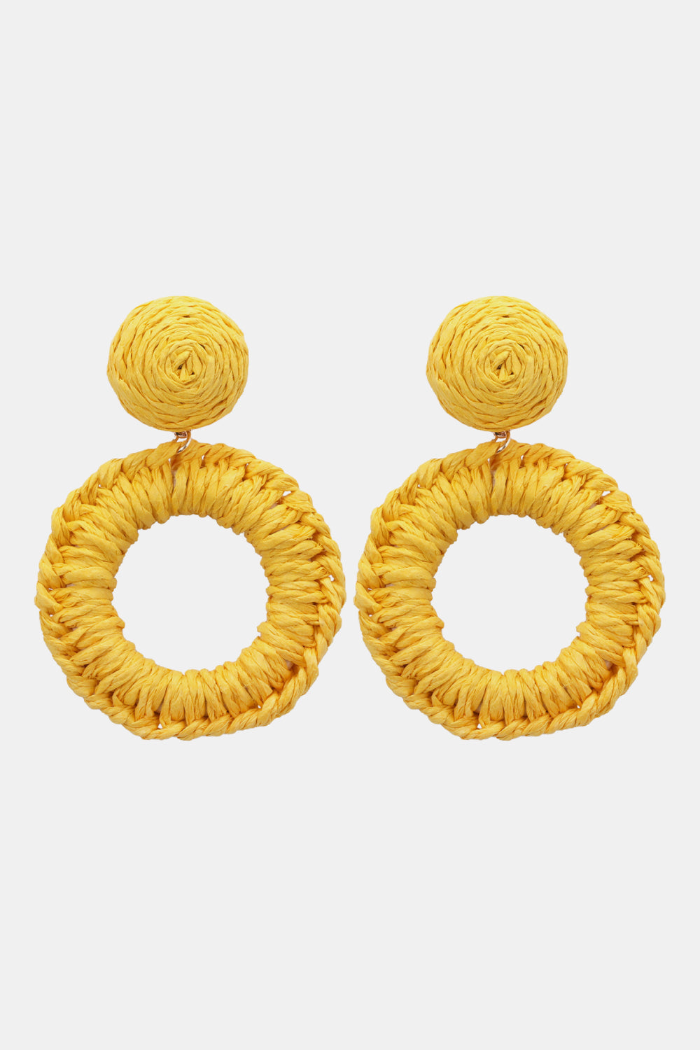 Round Shape Raffia Grass Dangle Earrings - Multiple Colors - Shop All Around Divas