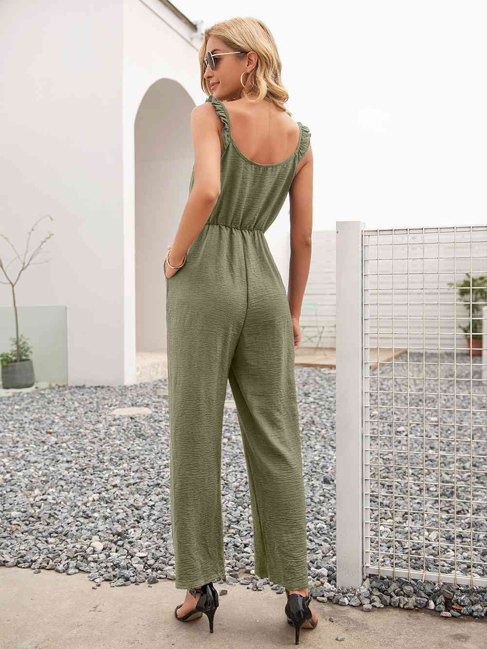 Round Neck Sleeveless Jumpsuit with Pockets - 4 Colors - Shop All Around Divas