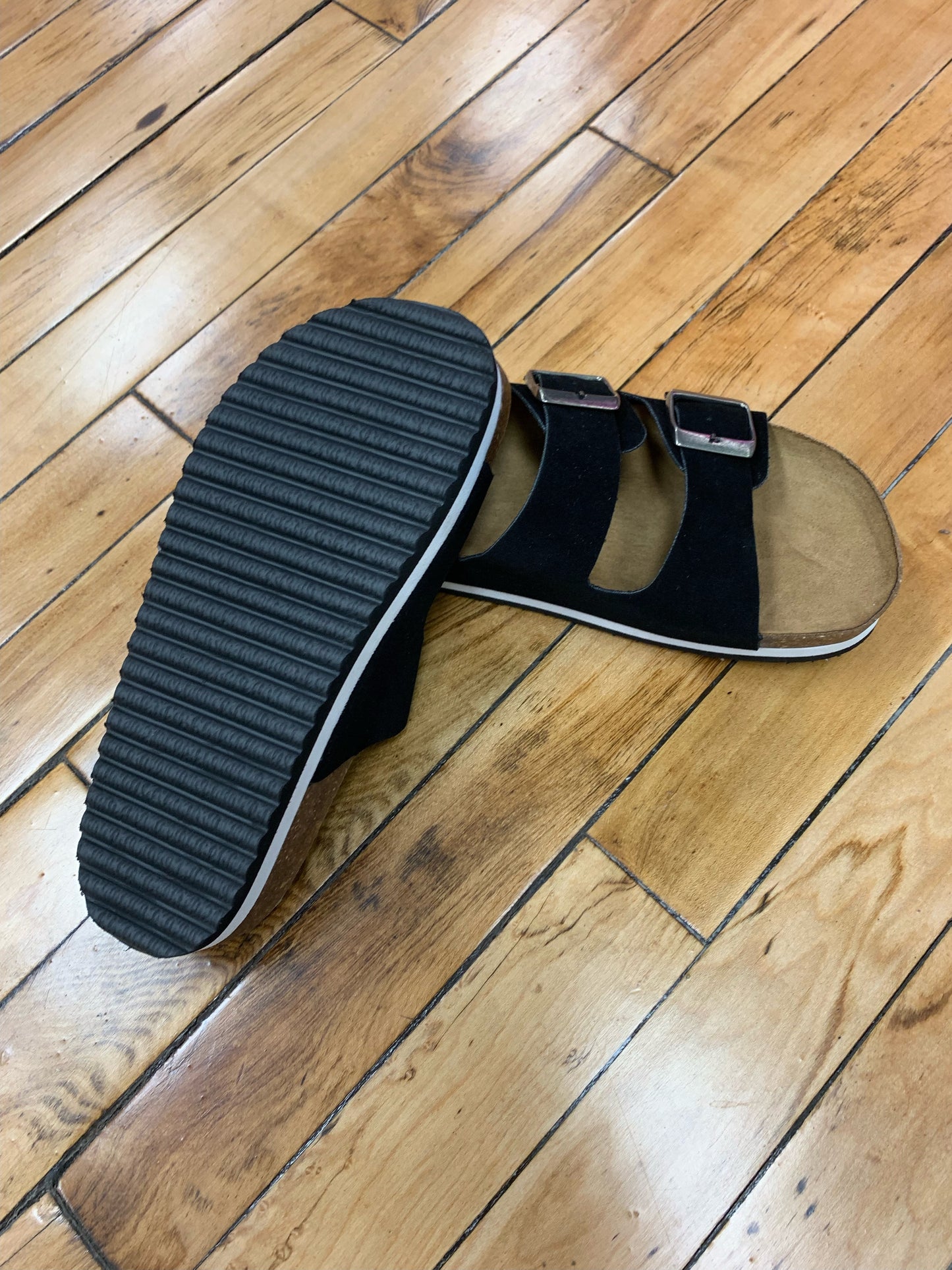 Beach Babe Sandals - Black Suede Corkys