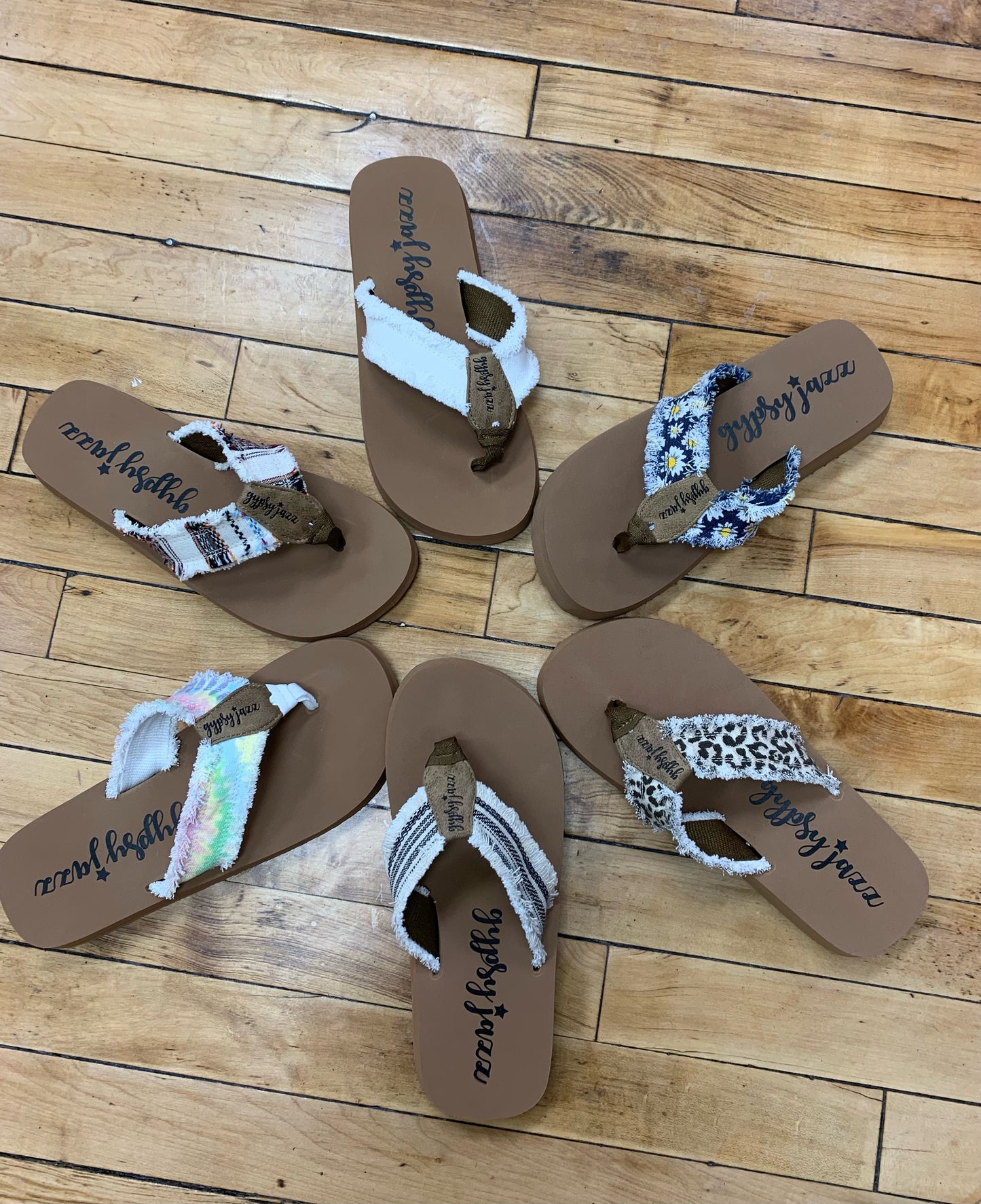 Jazzy Flip Flops - Black Stripe Gypsy Jazz