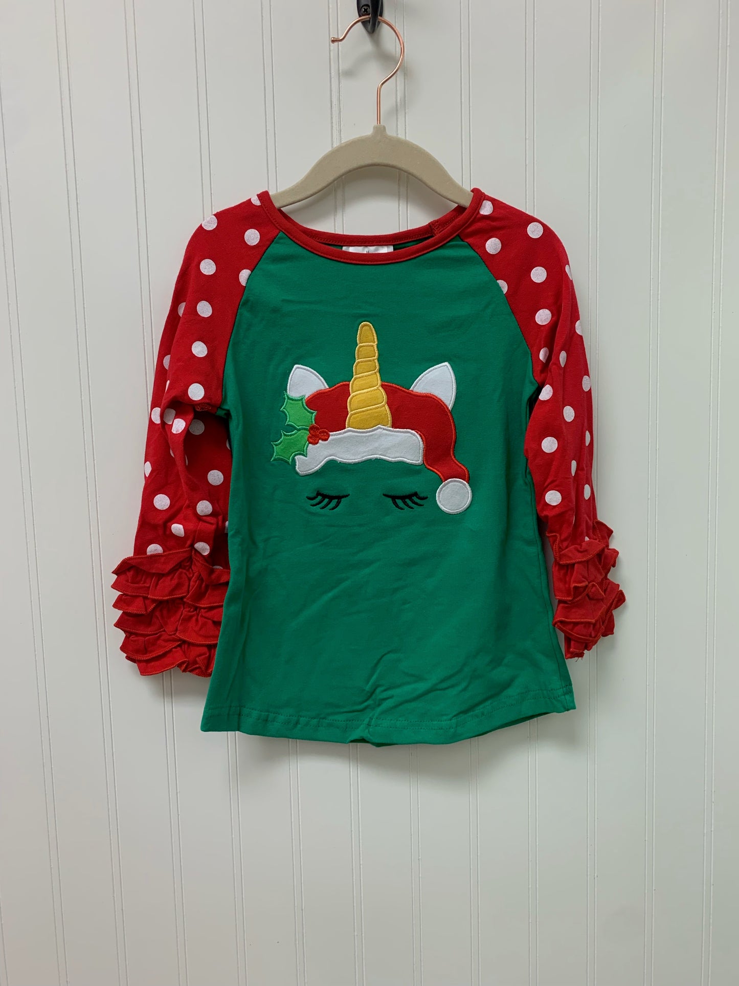 Kid's Green Christmas Unicorn Top
