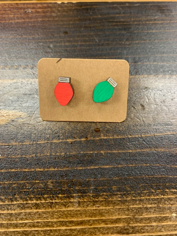 Christmas Wood Post Earrings