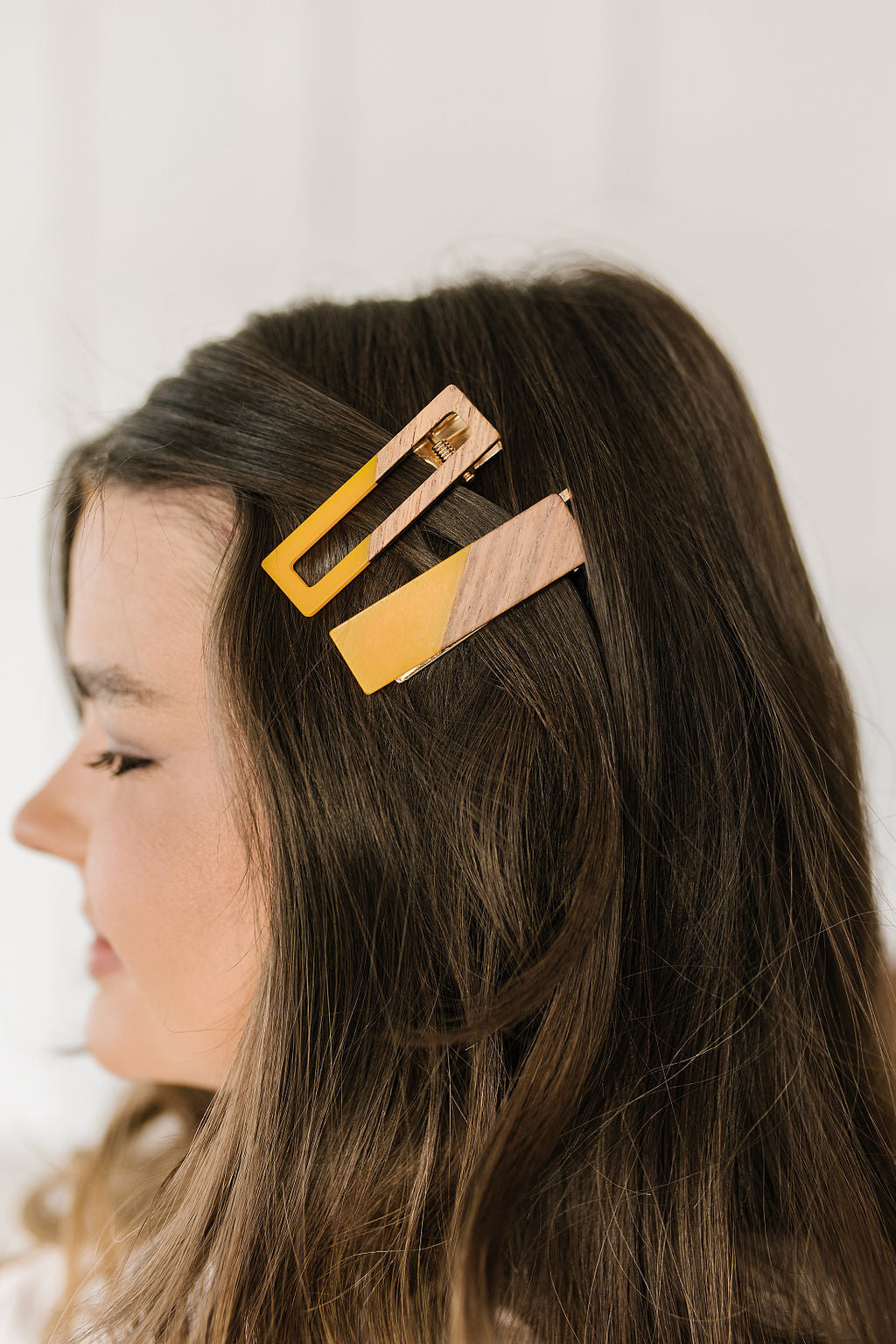 Two Tone Hair Clip Set in Yellow - Shop All Around Divas