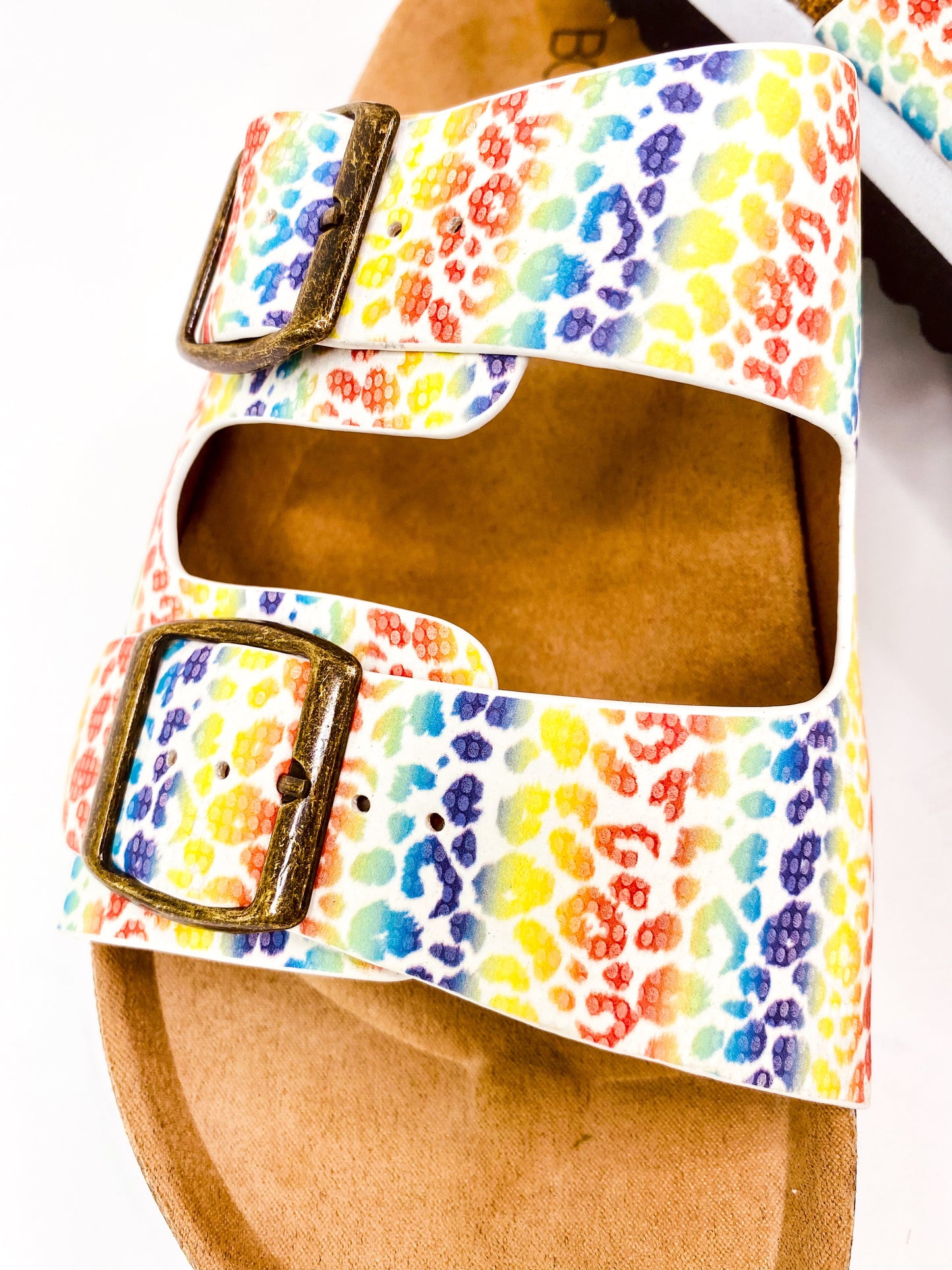 Beach Babe Sandals - Rainbow Leopard Corkys