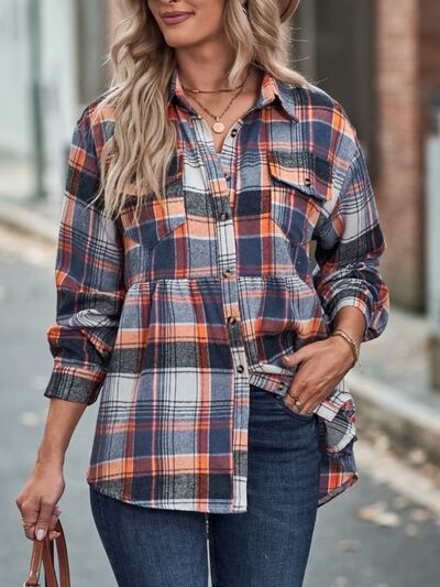 Spring Is In The Air Plaid Button Up Dropped Shoulder Shirt - 5 Colors