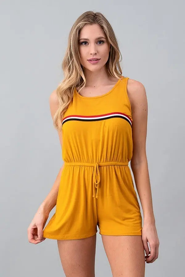$20 Mustard Romper with Front Stripe Shop All Around Divas