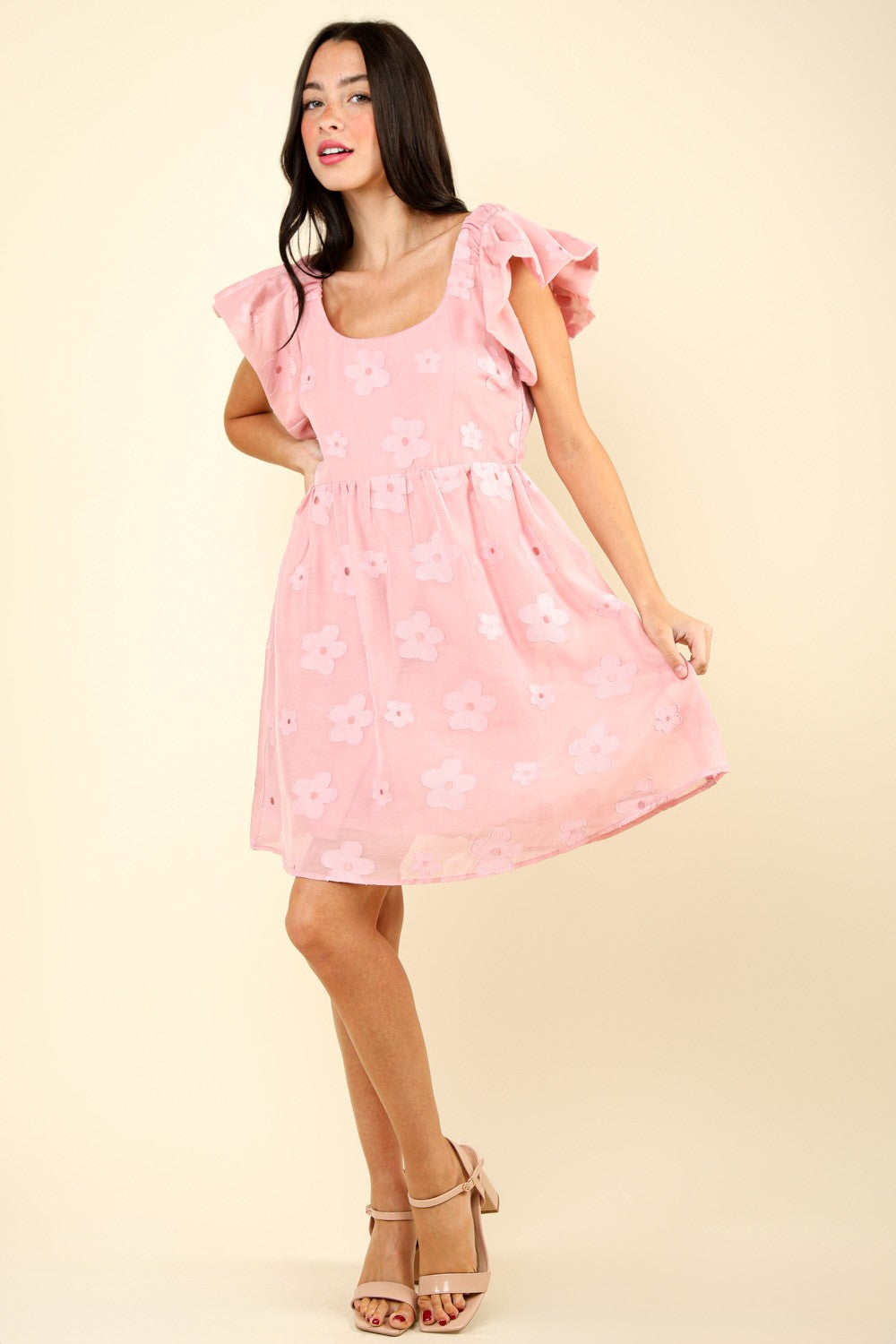 VERY J Flower Embroidered Organza Mini Dress - Shop All Around Divas