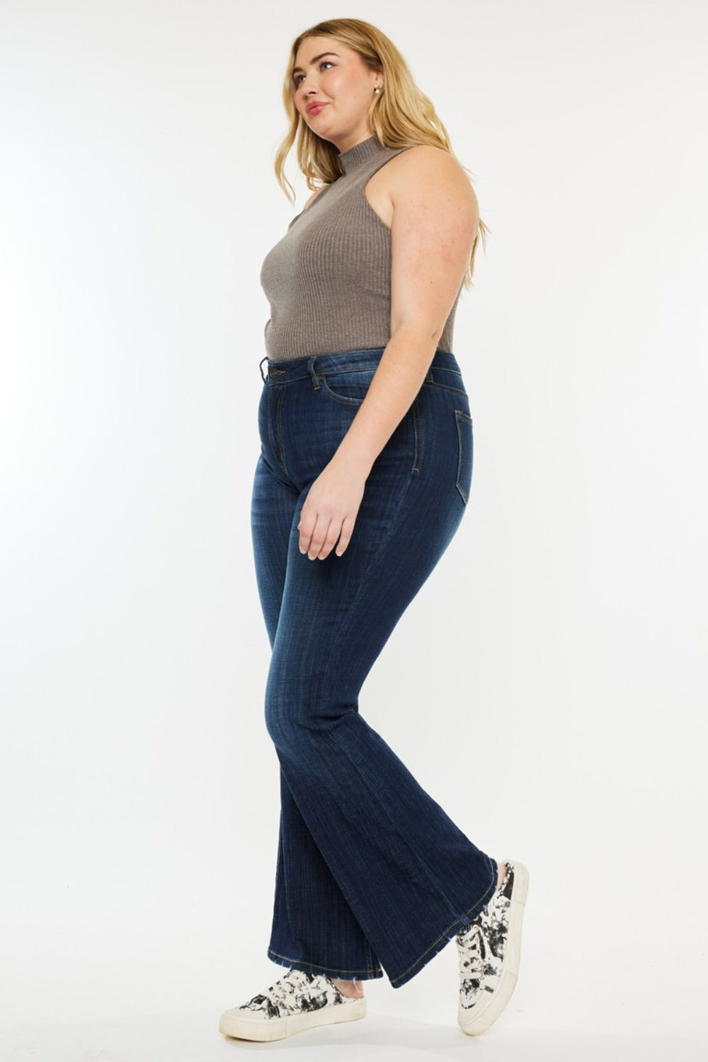 Kancan Full Size Mid Rise Flare Jeans Trendsi