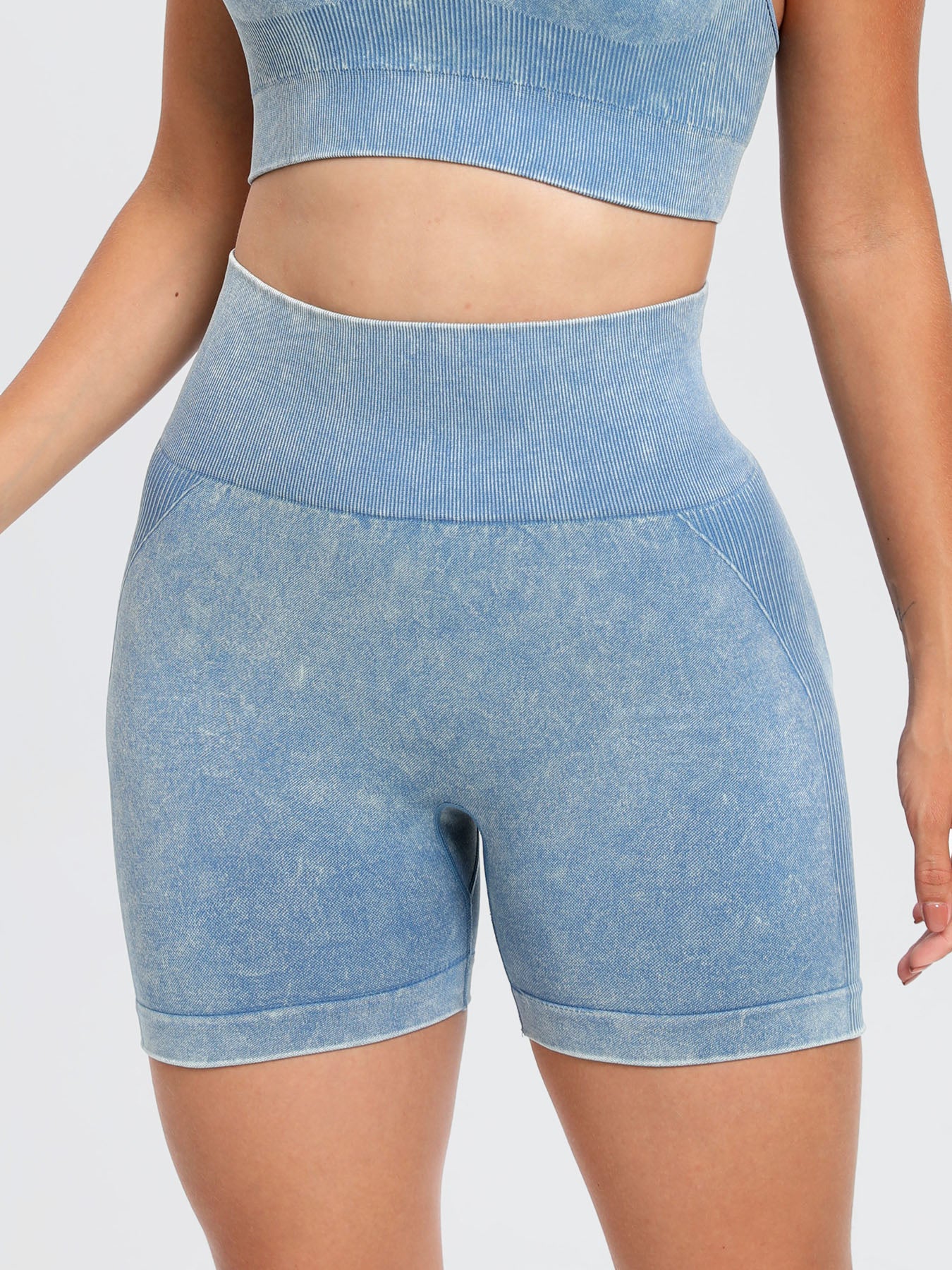 Washed High Waist Active Shorts - 4 Colors Trendsi