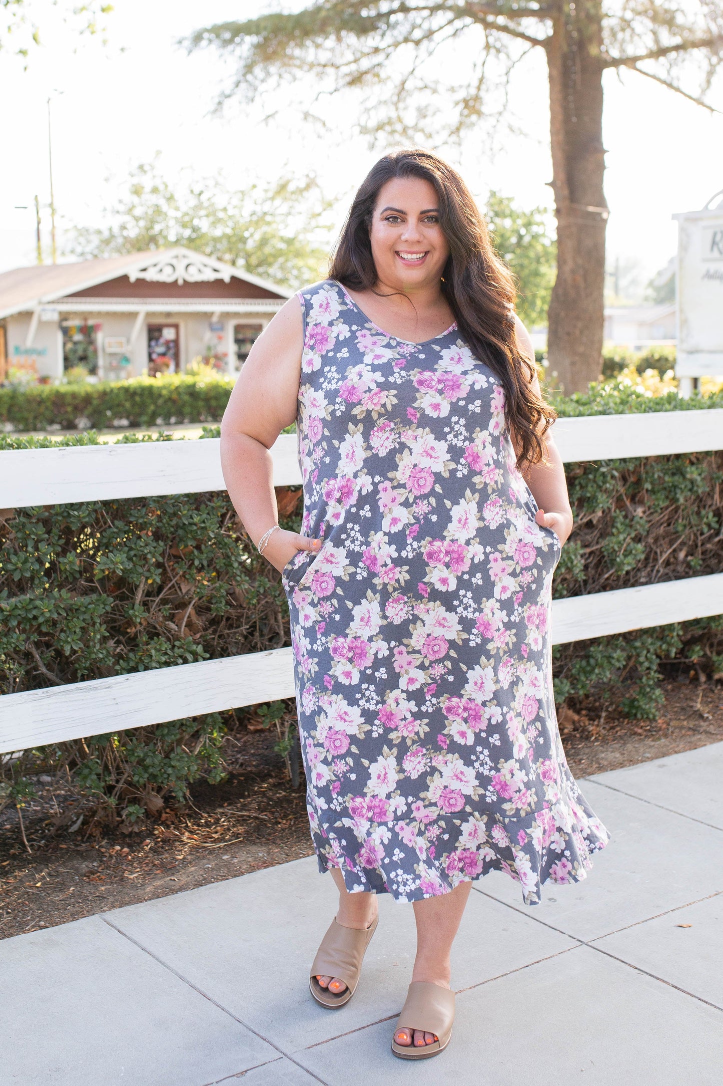 Dusty Floral Midi Dress