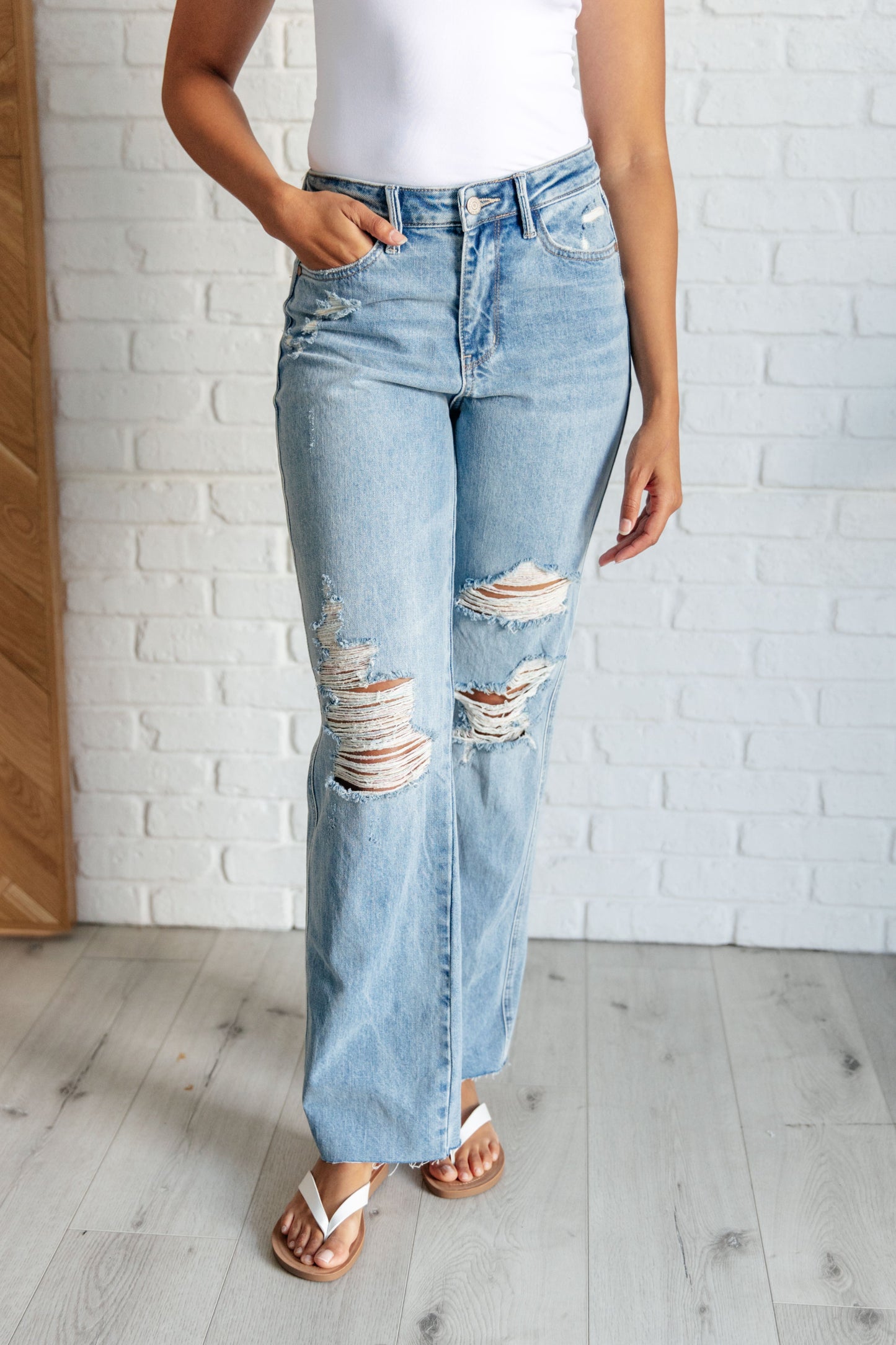 Ramona High Rise Rigid Magic Destroyed Straight Jeans Ave Shops