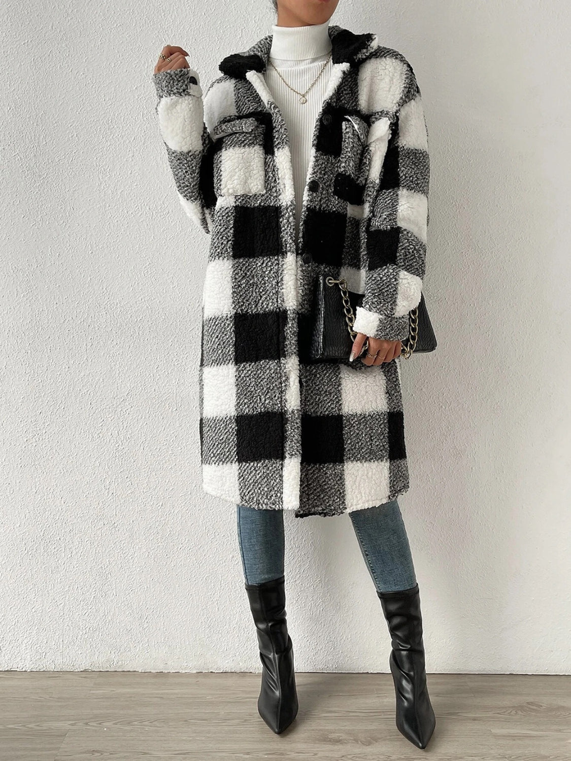 Plaid Collared Neck Button Down Coat - 5 colors