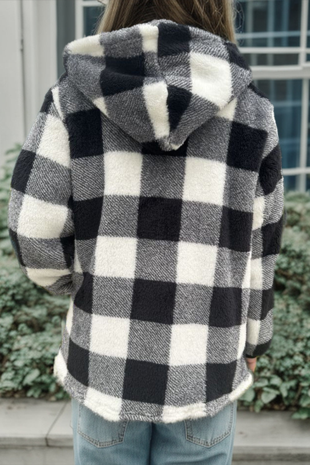 Double Take Full Size Plaid Long Sleeve Hooded Coat - 4 Colors