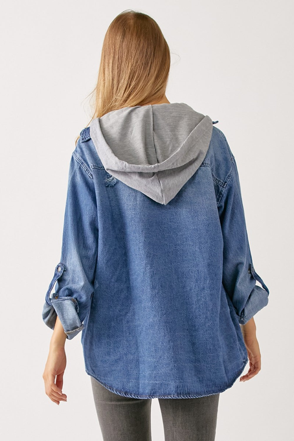 RISEN Zip Up Hooded Denim Shacket - Shop All Around Divas