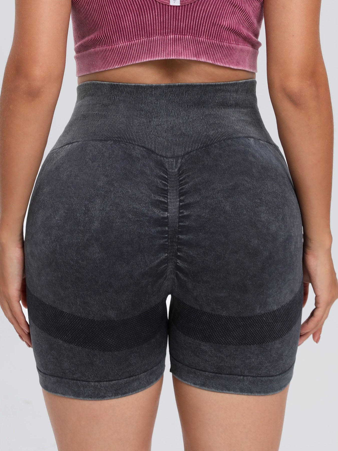 Washed High Waist Active Shorts - 4 Colors Trendsi