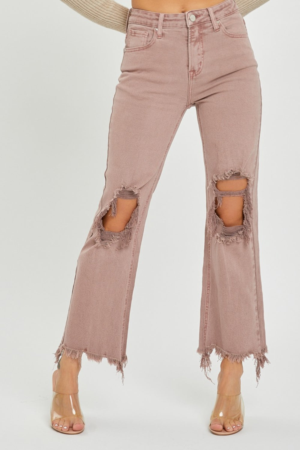 RISEN Distressed Ankle Bootcut Jeans - Shop All Around Divas