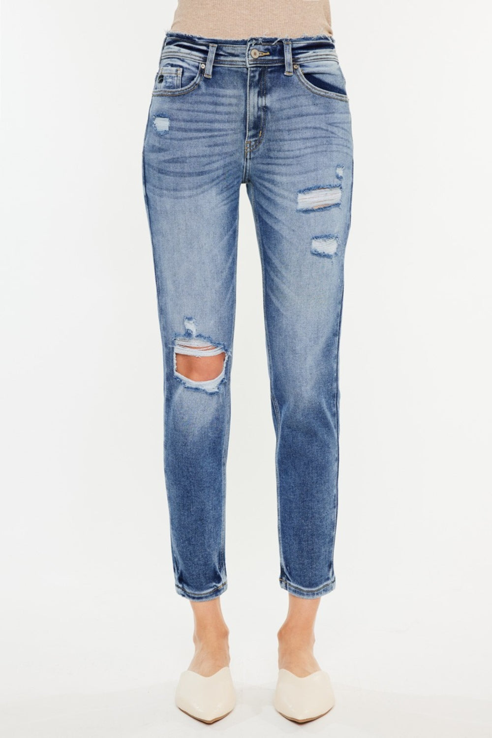 Kancan High Rise Distressed Mom Jeans - Shop All Around Divas