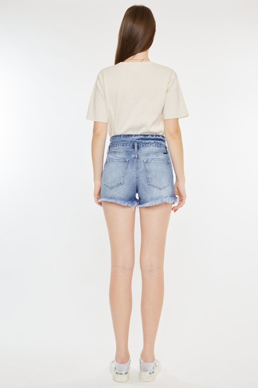 Kancan High Rise Frayed Hem Denim Shorts - Shop All Around Divas