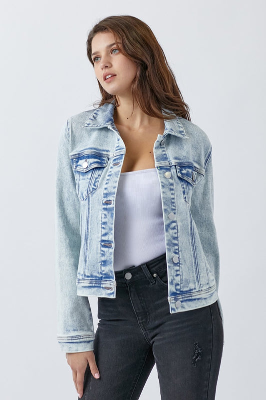 RISEN Button Up Washed Denim Jacket - Shop All Around Divas