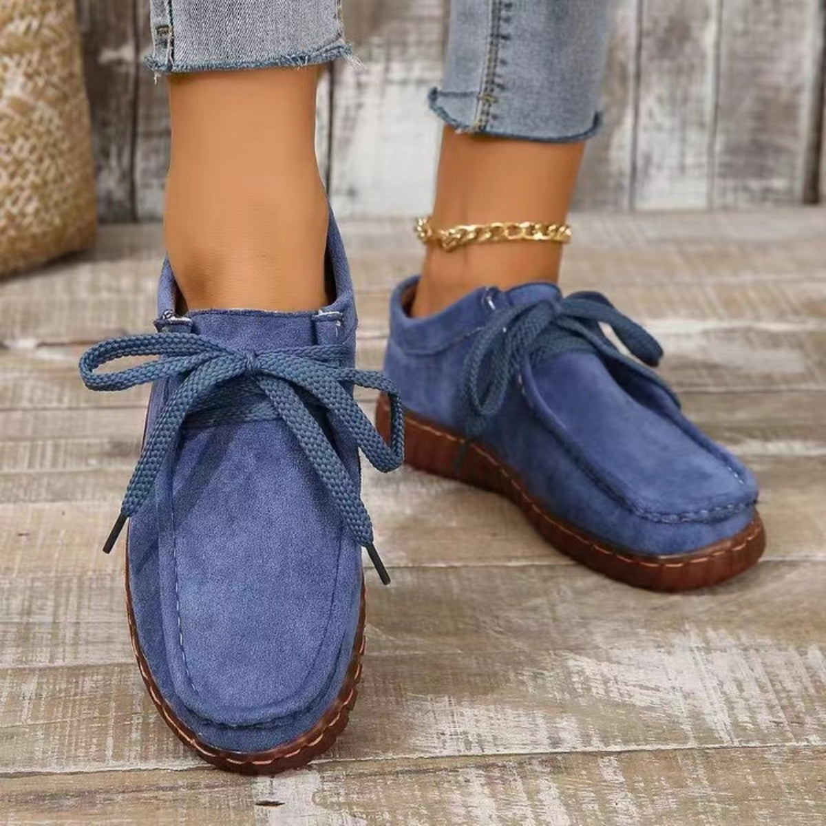 Tied Suede Round Toe Sneakers - 3 Colors