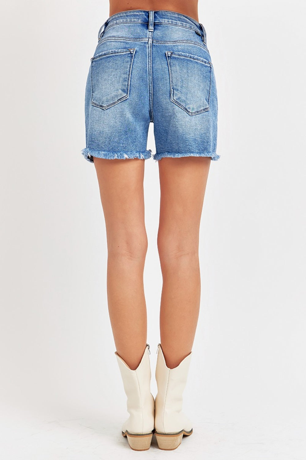 RISEN Front Slit Raw Hem Denim Shorts - Shop All Around Divas