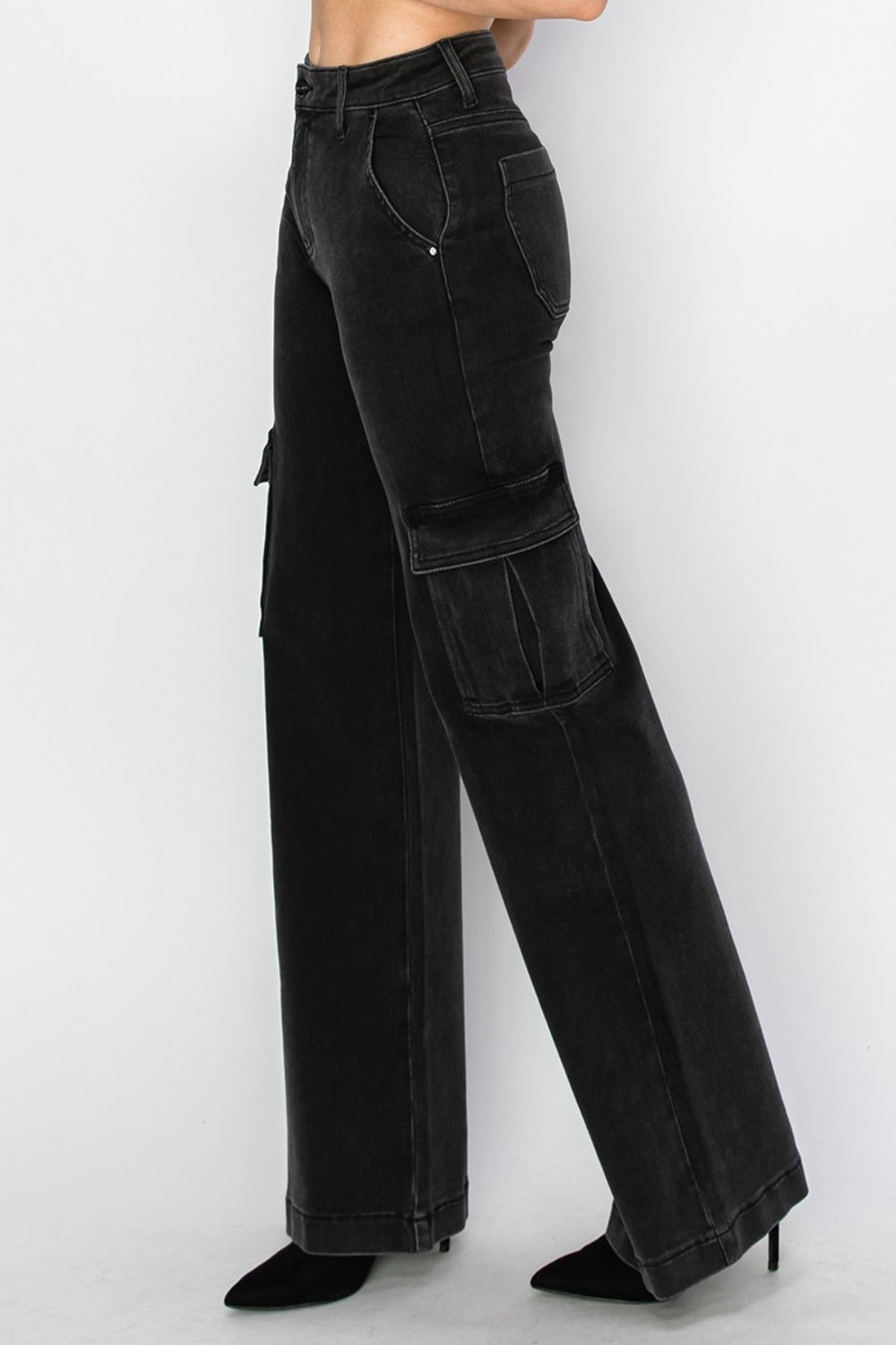 Risen Full Size High Rise Wide Leg Cargo Jeans Trendsi