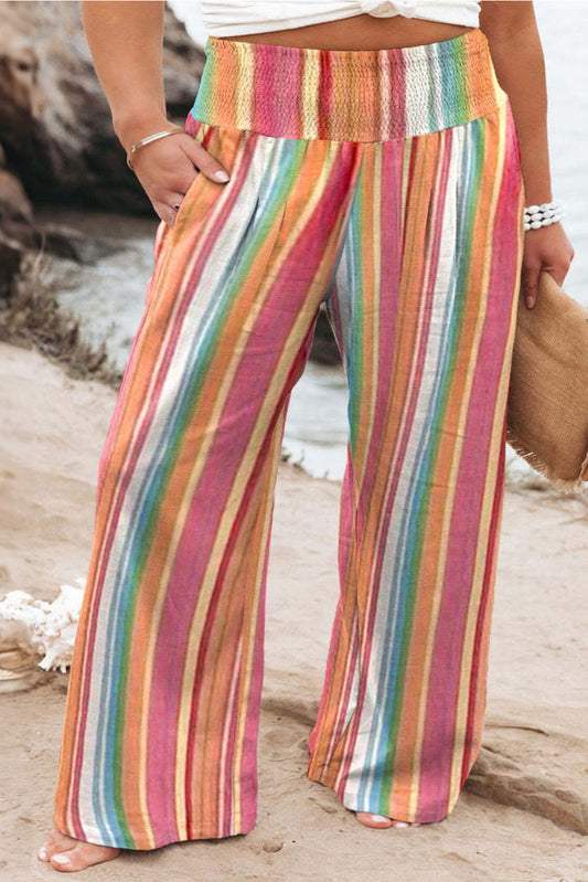 Plus Size Striped Wide Leg Pants - Shop All Around Divas