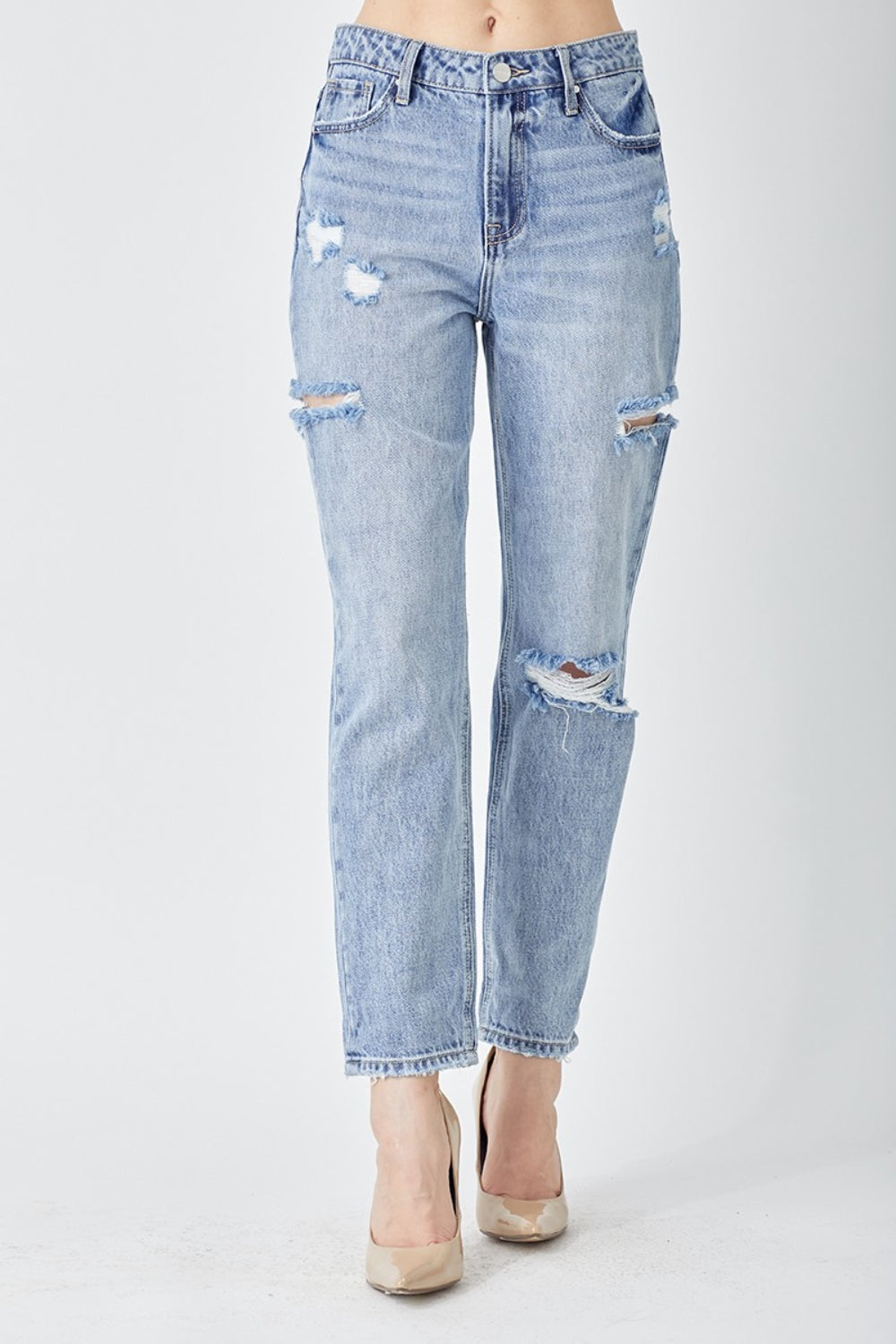 RISEN Distressed Slim Cropped Jeans - Shop All Around Divas