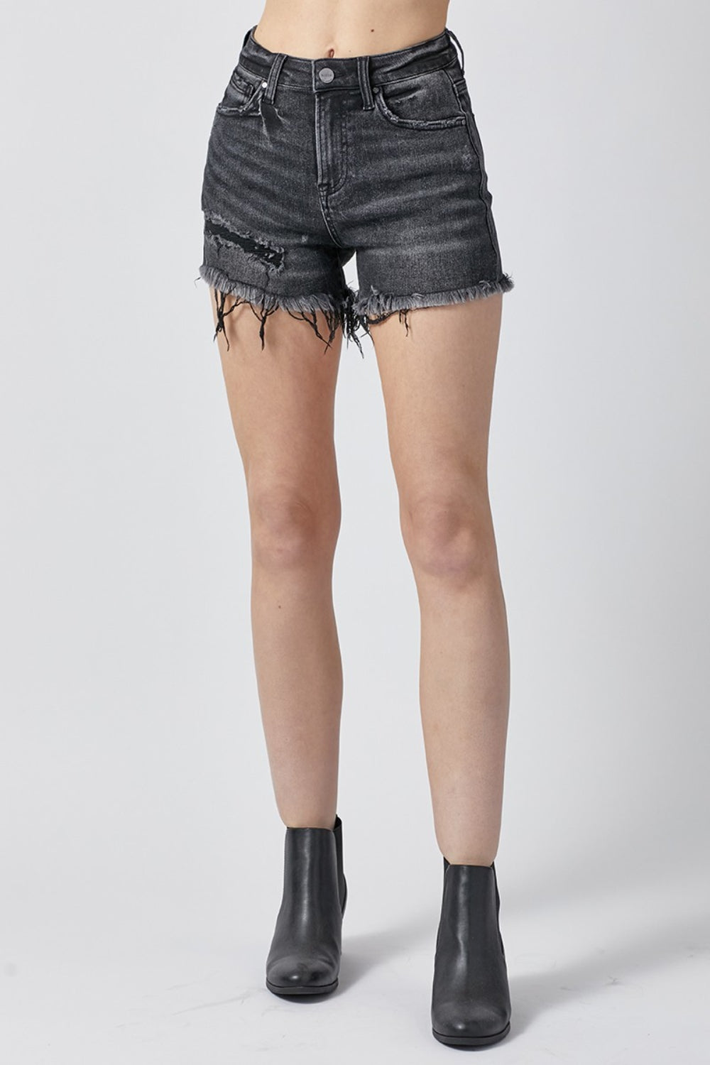 RISEN Raw Hem Denim Shorts with Pockets - Shop All Around Divas