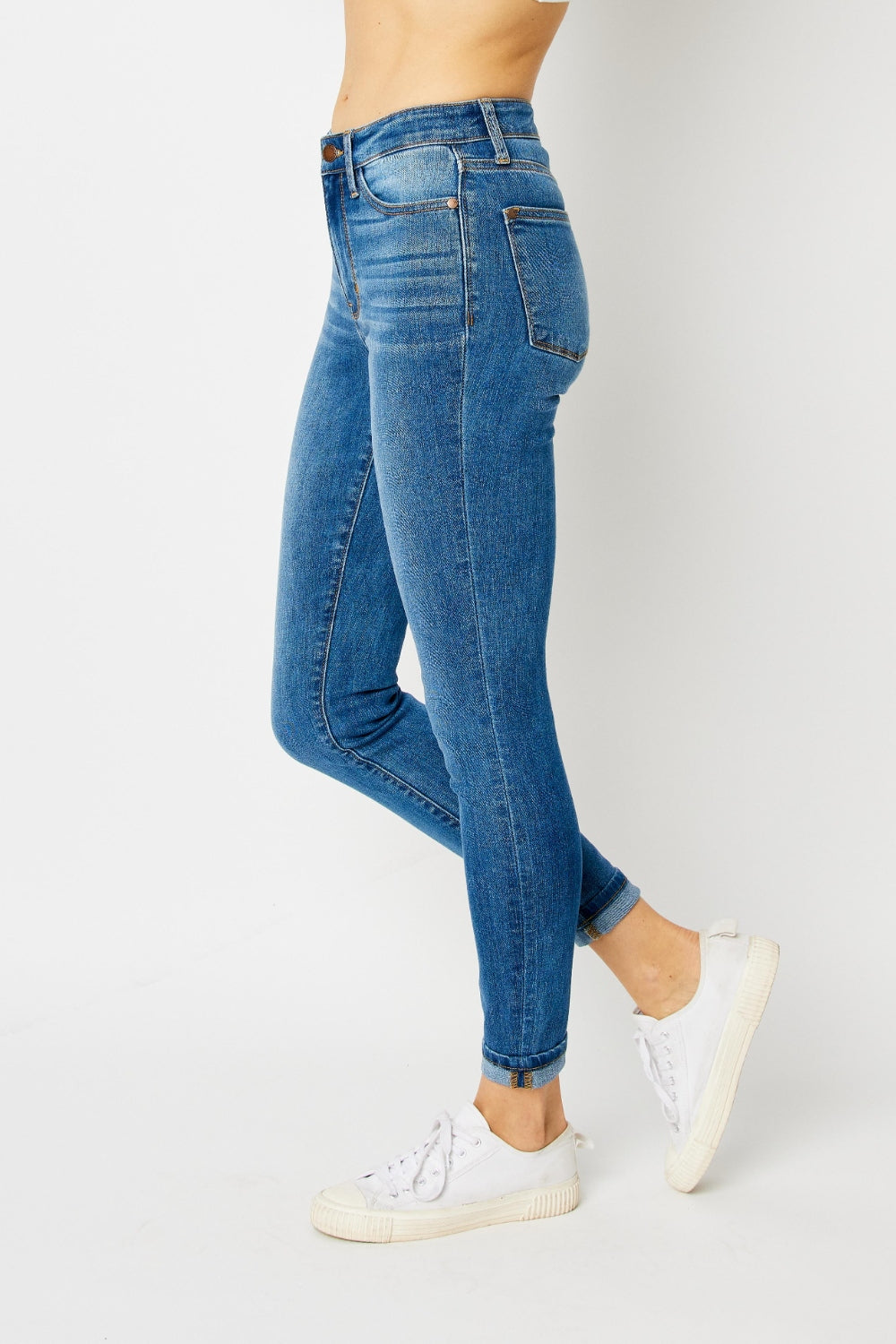 Judy Blue Cuffed Hem Skinny Jeans - Shop All Around Divas