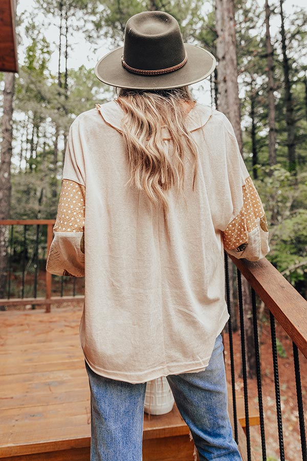 Printed V-Neck Long Sleeve Blouse