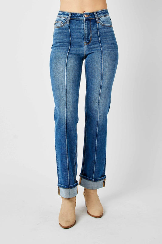 Judy Blue Full Size High Waist Front Seam Detail Straight Jeans Trendsi