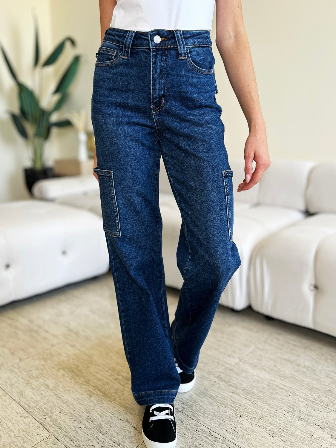 Judy Blue Full Size High Waist Straight Cargo Jeans - Shop All Around Divas