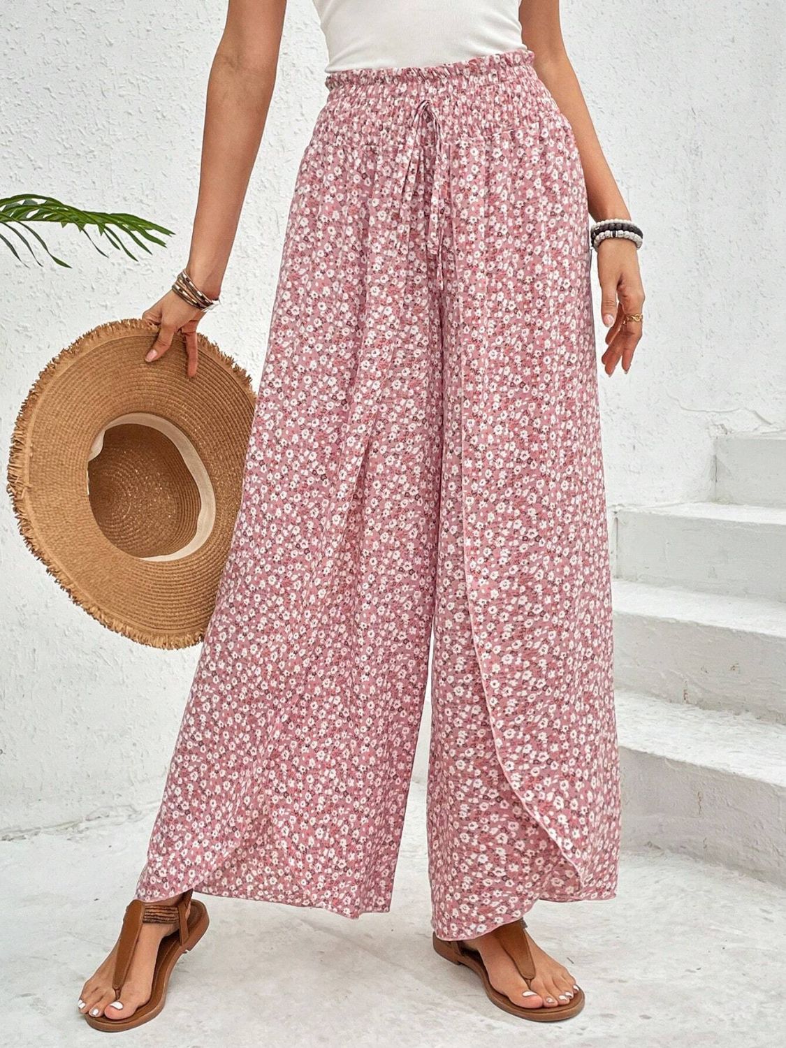 Tied Printed Wide Leg Pants - 5 Colors - Shop All Around Divas