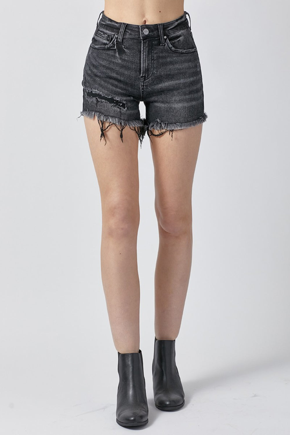 RISEN Raw Hem Denim Shorts with Pockets - Shop All Around Divas