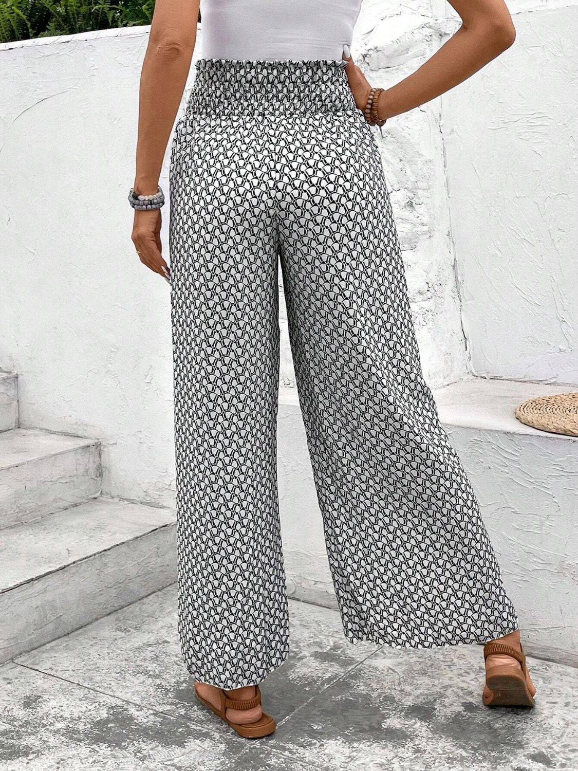 Tied Printed Wide Leg Pants - 5 Colors - Shop All Around Divas